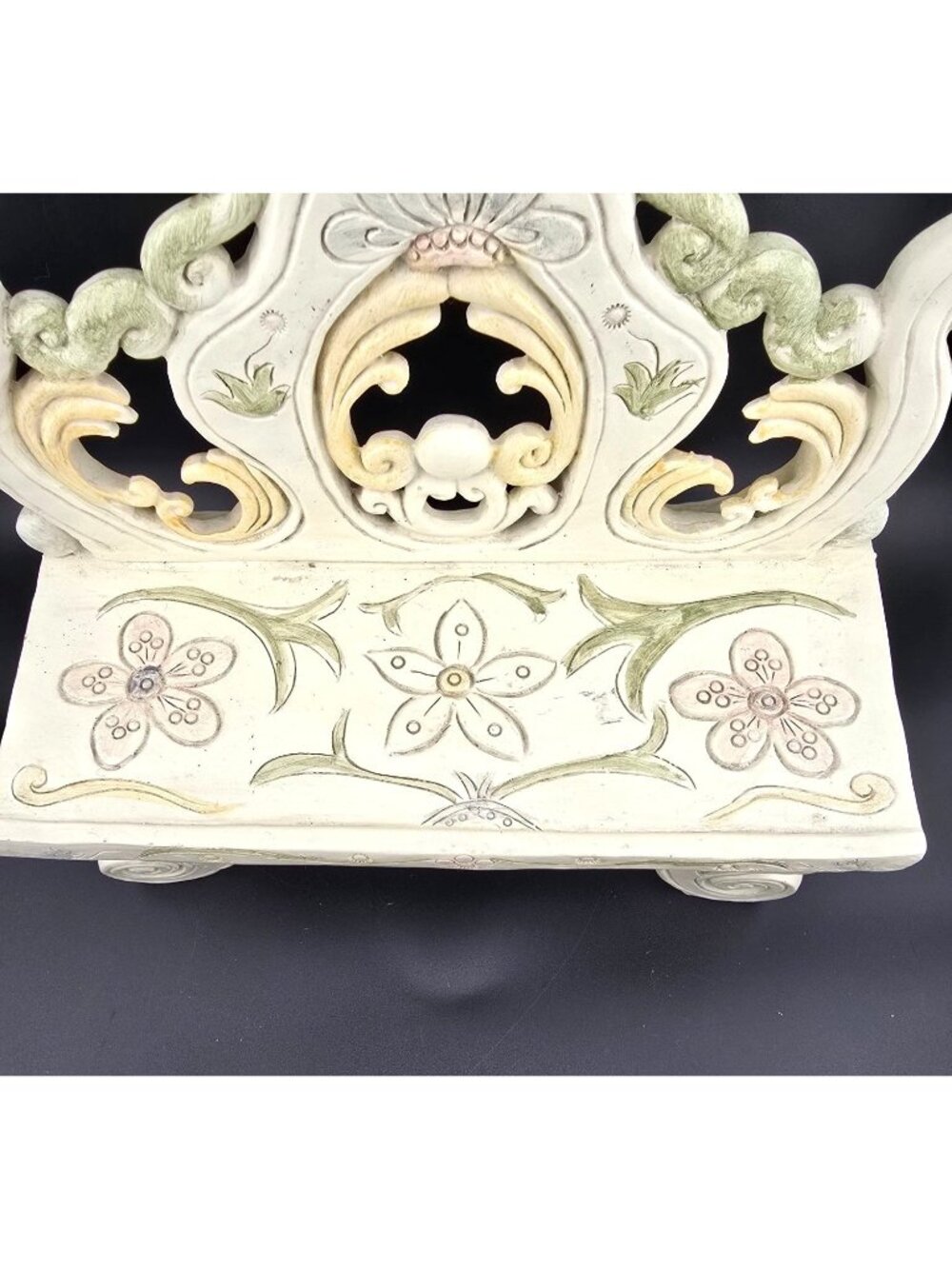 French Filigree Petite Doll Display Bench Hand-Painted - Picture 4 of 14
